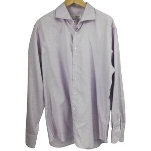 Stenstroms Fitted Body Twofold Super Cotton Button Front Shirt Size 18 46 Purple